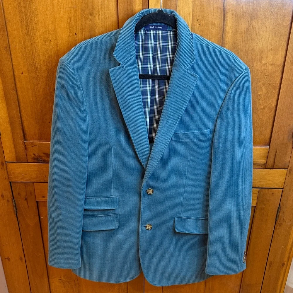 Alan Flusser Teal Corduroy Modern Fit Blazer - Picture 1 of 7